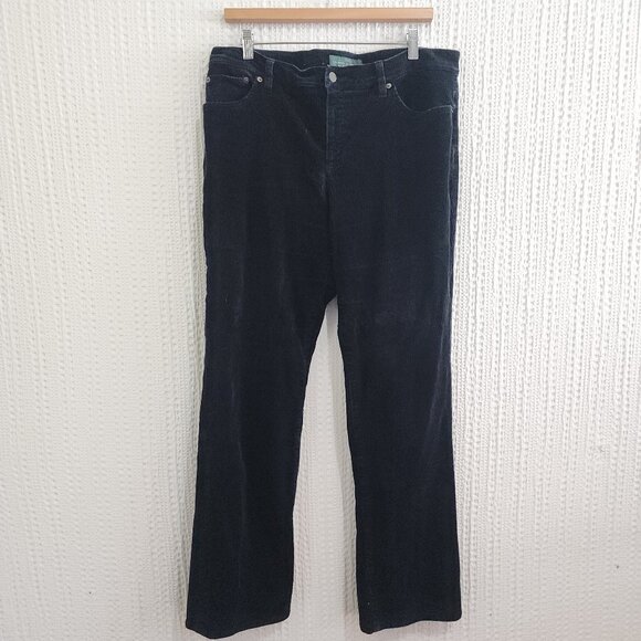 Vintage Ralph Lauren Navy Corduroy Pants Classic Straight Fit Women’s Size 14 - Picture 2 of 13
